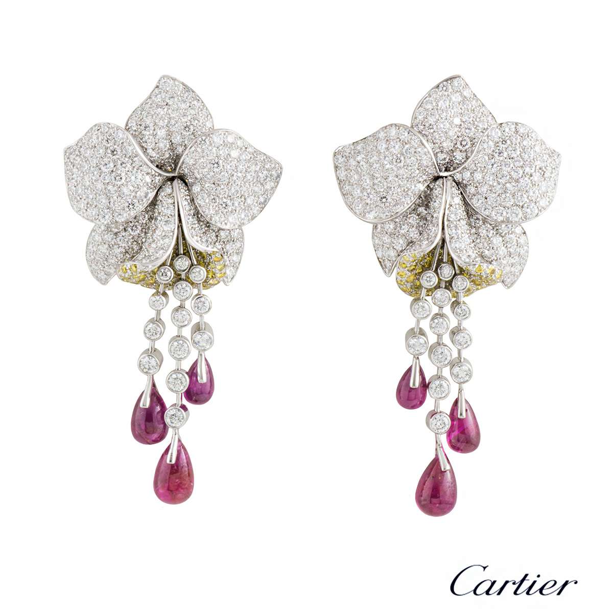 cartier orchid diamond earrings